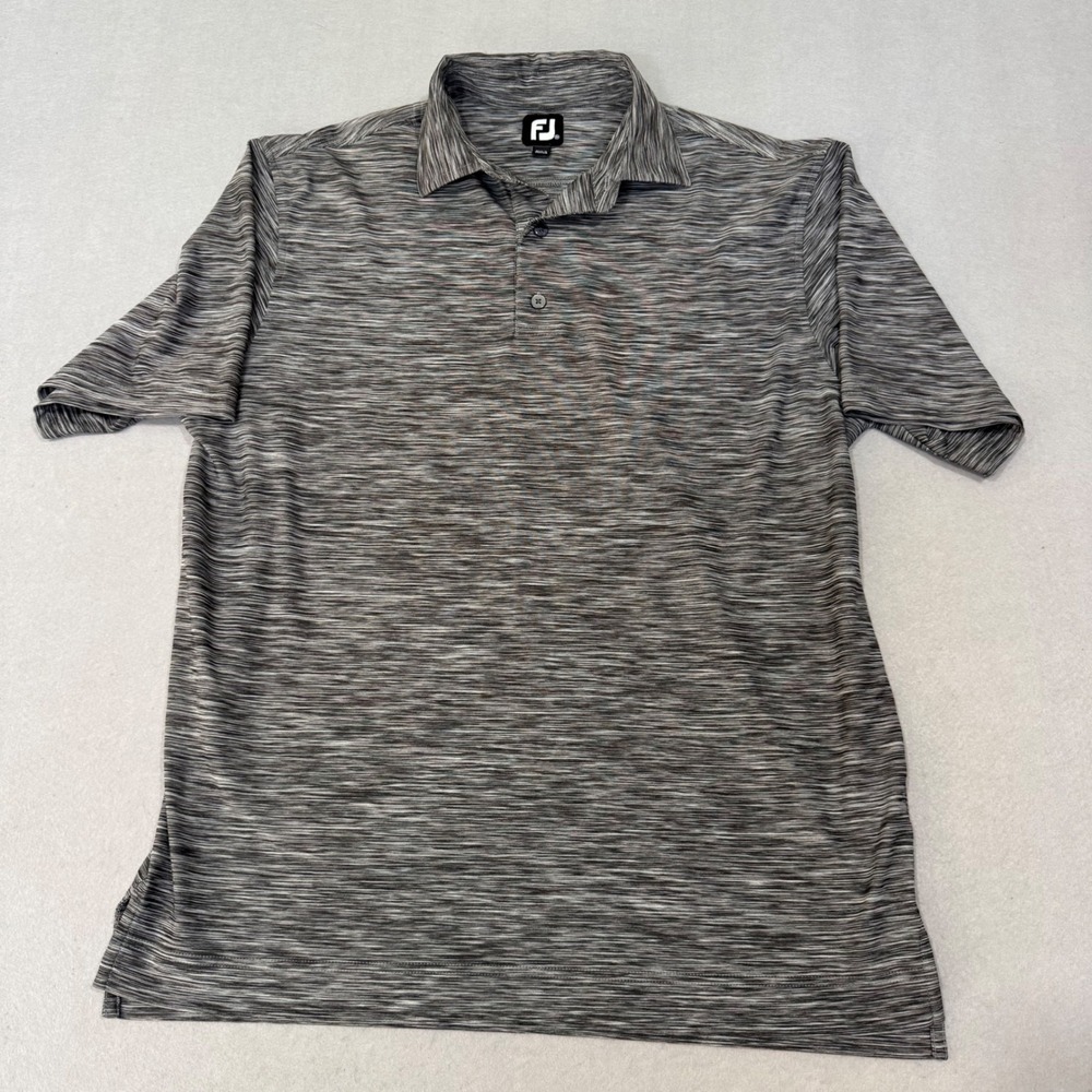FootJoy Polo Shirt Mens Medium Gray Space Dye Short Sleeve Performance Golf Top